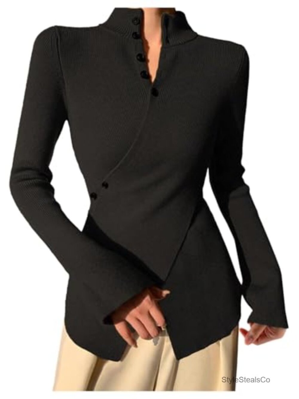SweatyRocks Women's Criss Cross Wrap Sweater Long Sleeve Fitted Knit Pullover